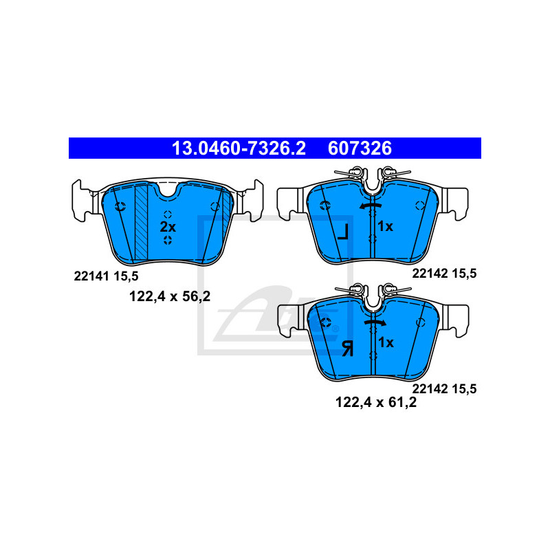 Jeu de quatre plaquettes de frein à disque ATE