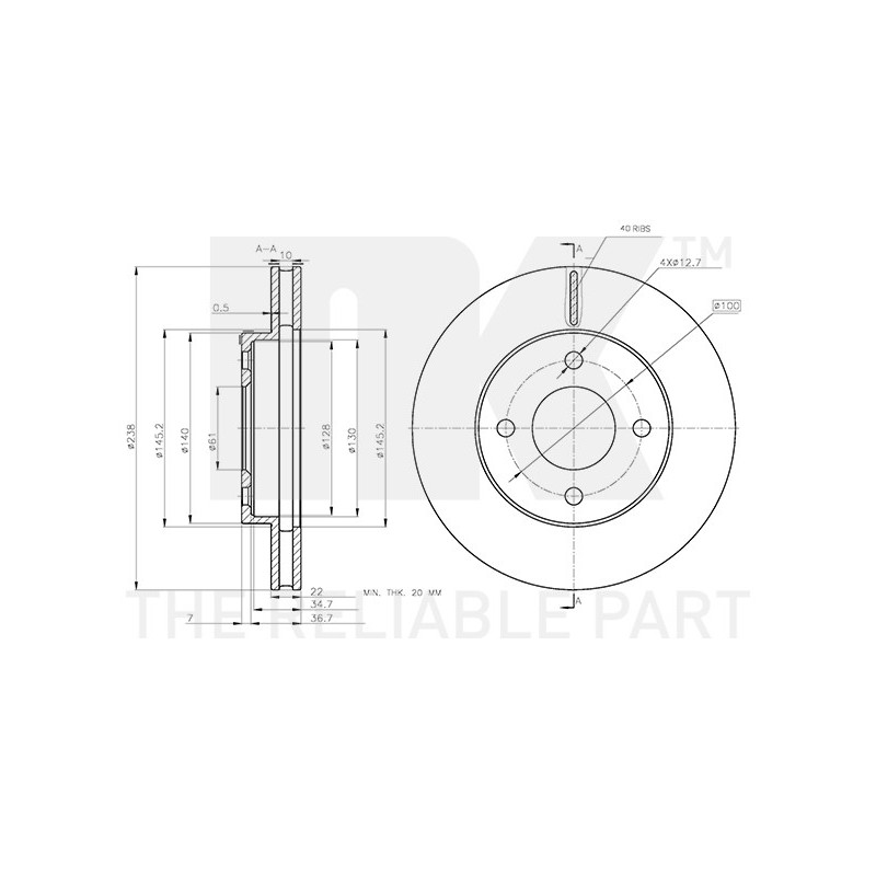 Jeu de 2 disques de frein NK