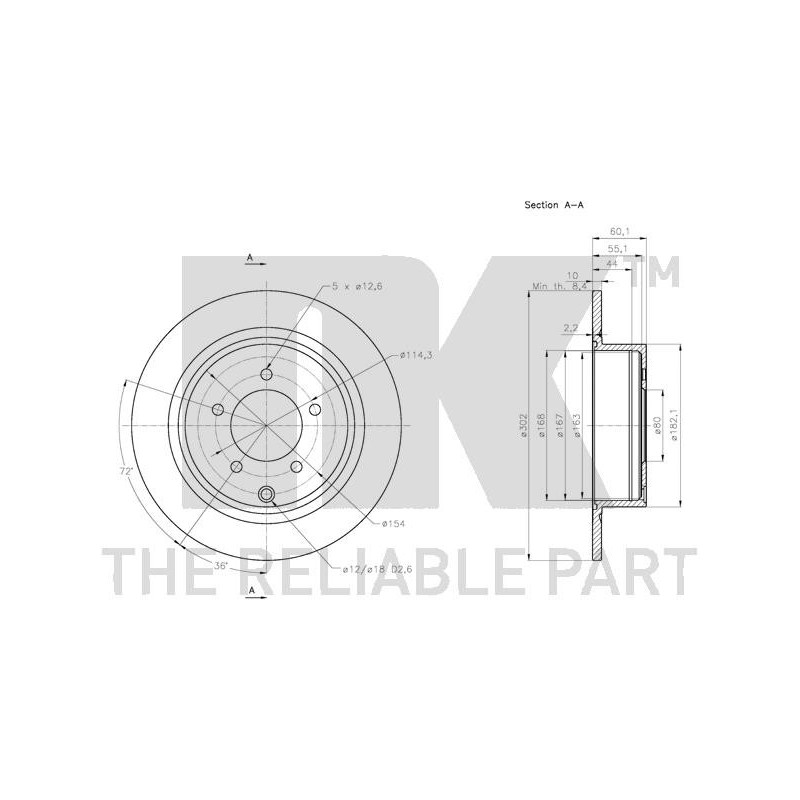Jeu de 2 disques de frein NK