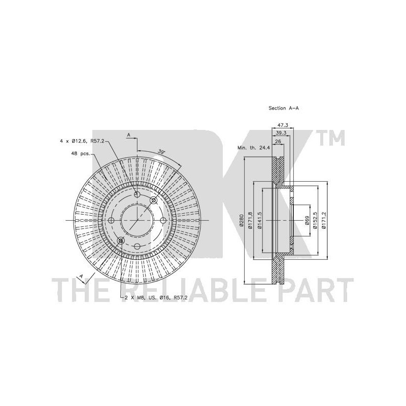 Jeu de 2 disques de frein NK