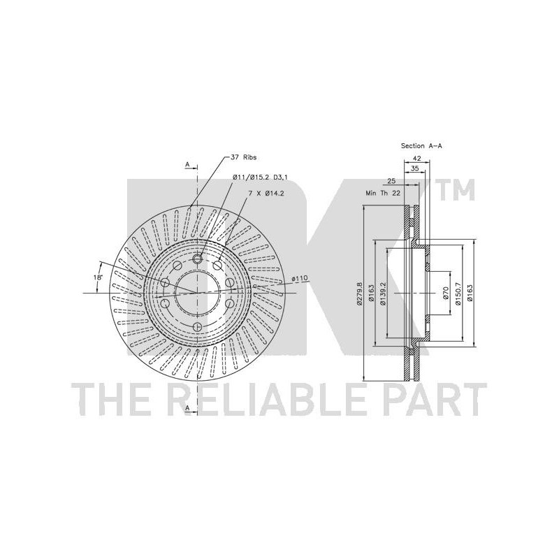 Jeu de 2 disques de frein NK