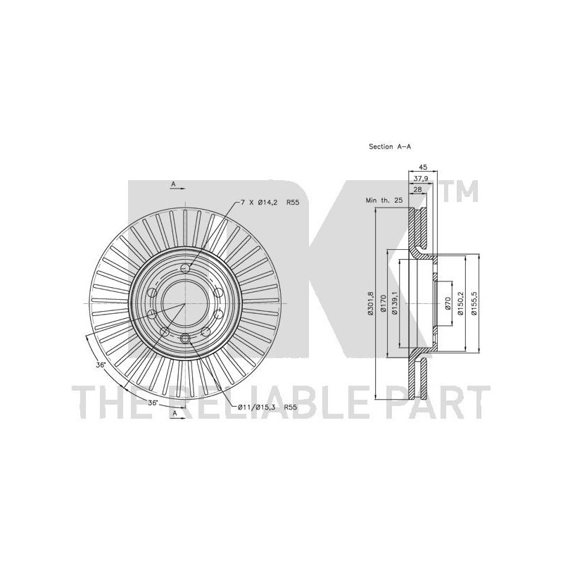 Jeu de 2 disques de frein NK