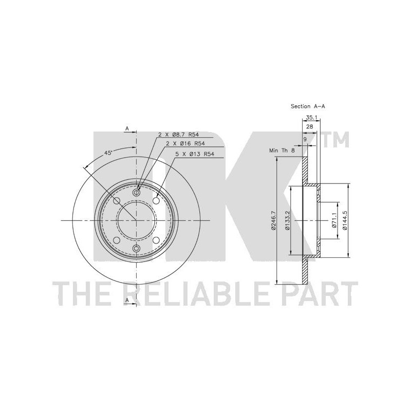 Jeu de 2 disques de frein NK