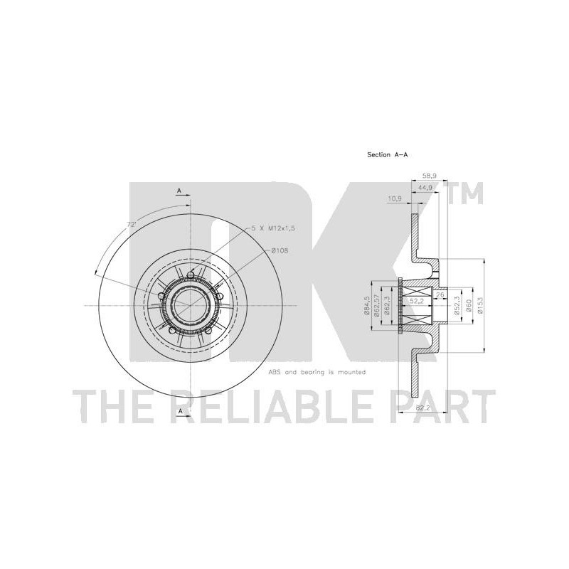 Disque de frein à l'unité NK