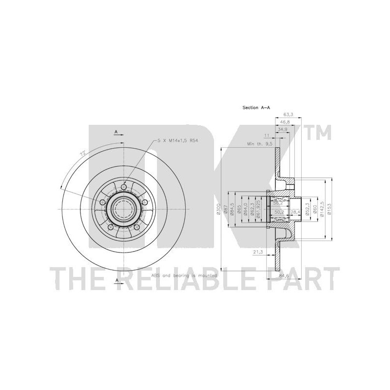 Disque de frein à l'unité NK
