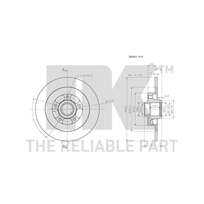 Disque de frein à l'unité NK