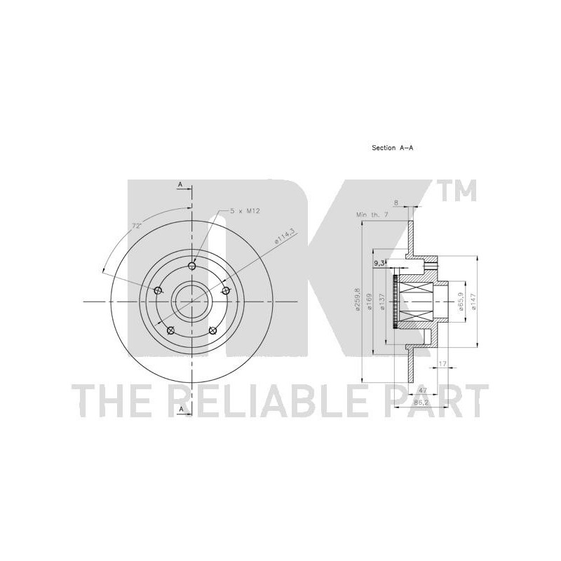 Disque de frein à l'unité NK