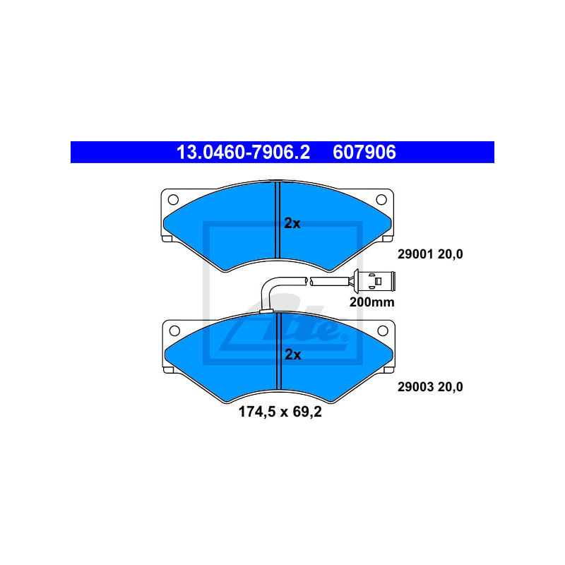 Jeu de quatre plaquettes de frein à disque ATE