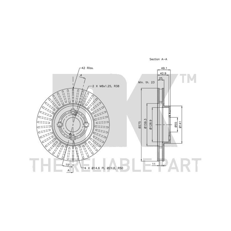 Jeu de 2 disques de frein NK