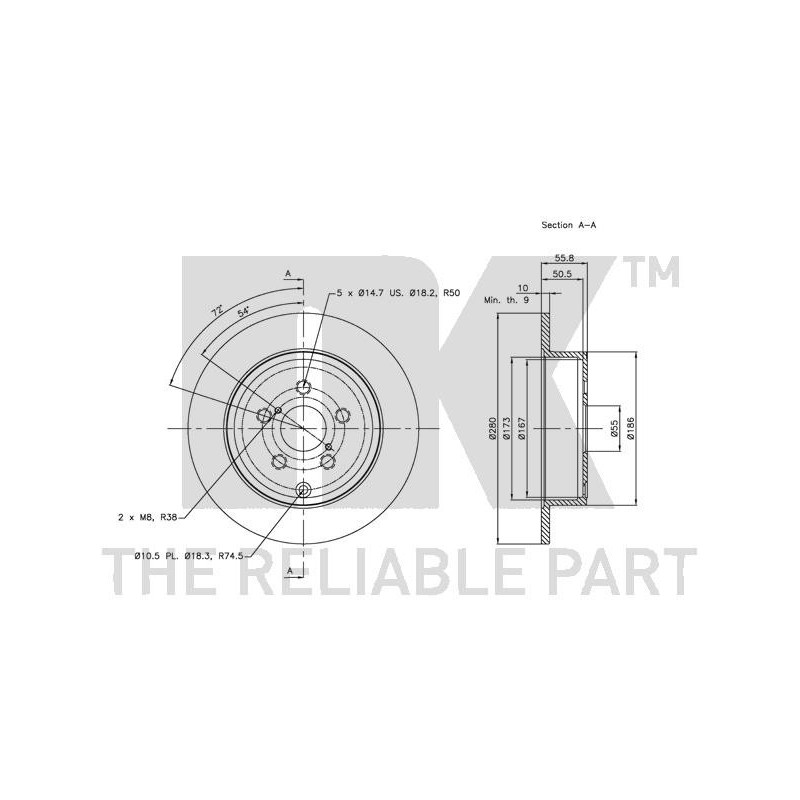 Jeu de 2 disques de frein NK