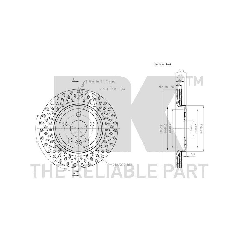 Jeu de 2 disques de frein NK