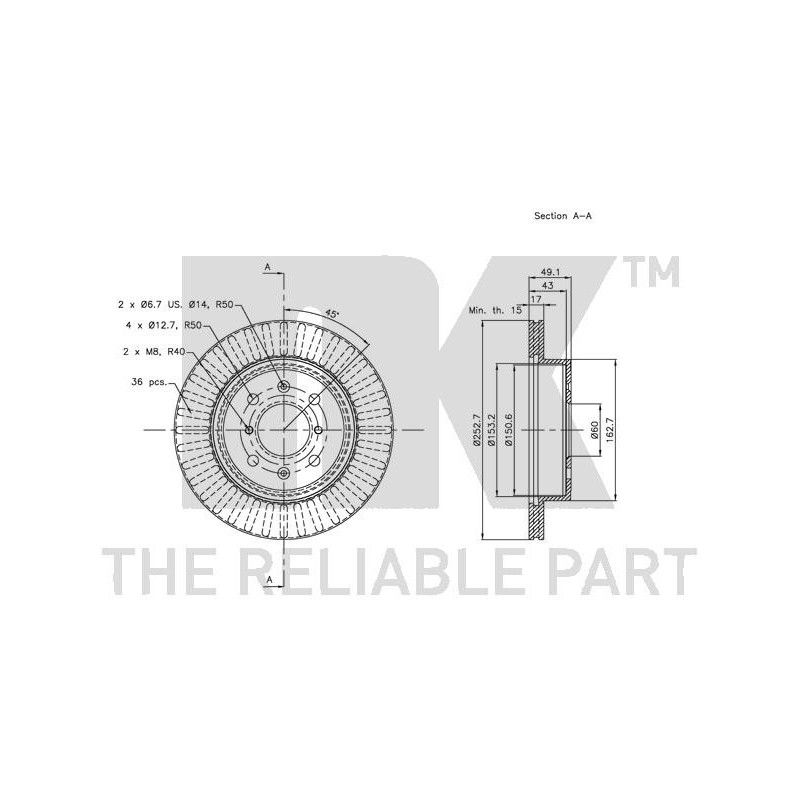 Jeu de 2 disques de frein NK