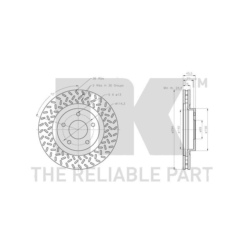 Jeu de 2 disques de frein NK