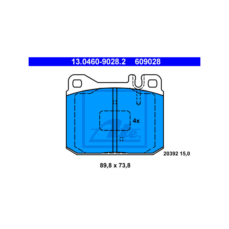 Jeu de quatre plaquettes de frein à disque ATE
