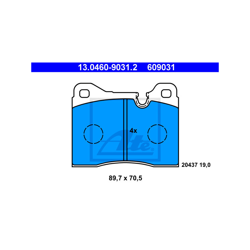 Jeu de quatre plaquettes de frein à disque ATE