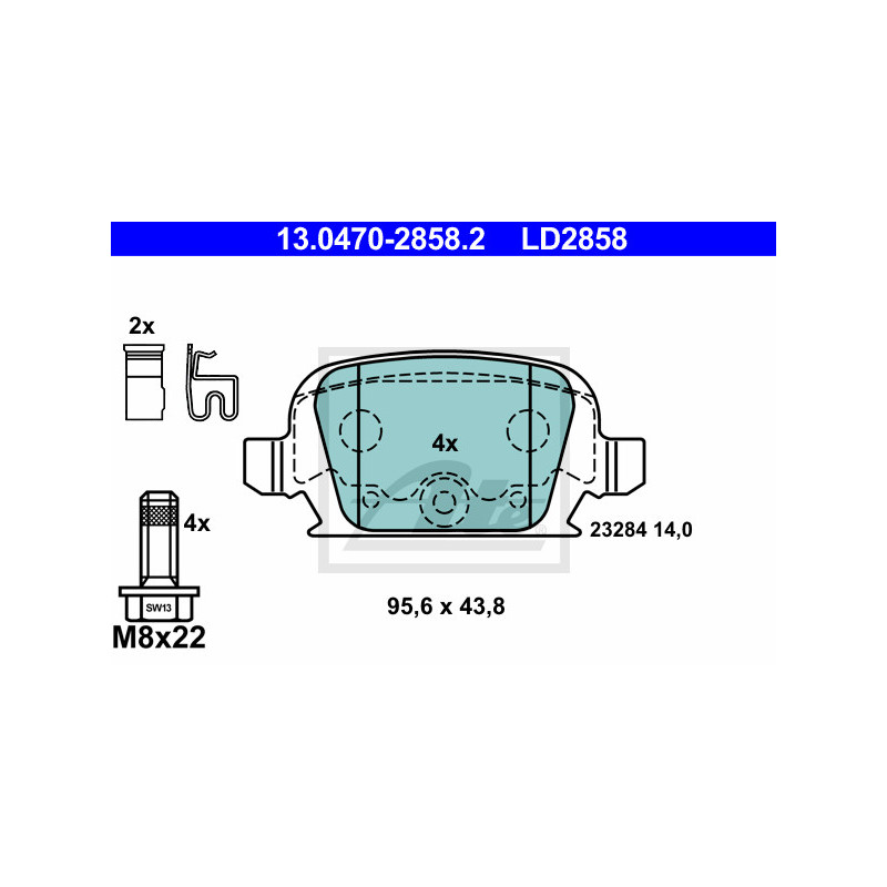 Jeu de quatre plaquettes de frein à disque ATE