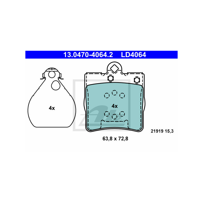 Jeu de quatre plaquettes de frein à disque ATE