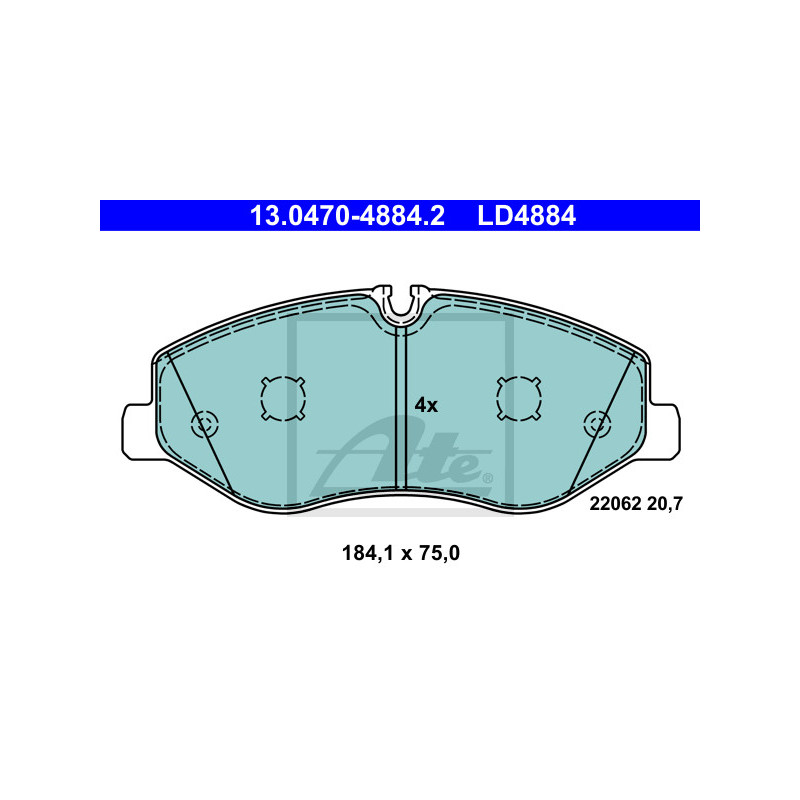 Jeu de quatre plaquettes de frein à disque ATE