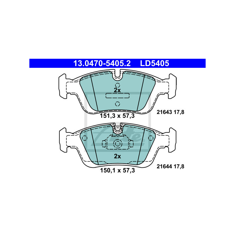 Jeu de quatre plaquettes de frein à disque ATE