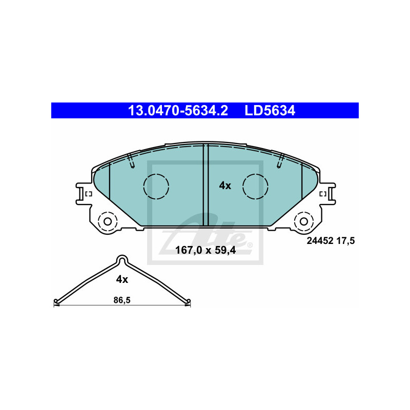 Jeu de quatre plaquettes de frein à disque ATE