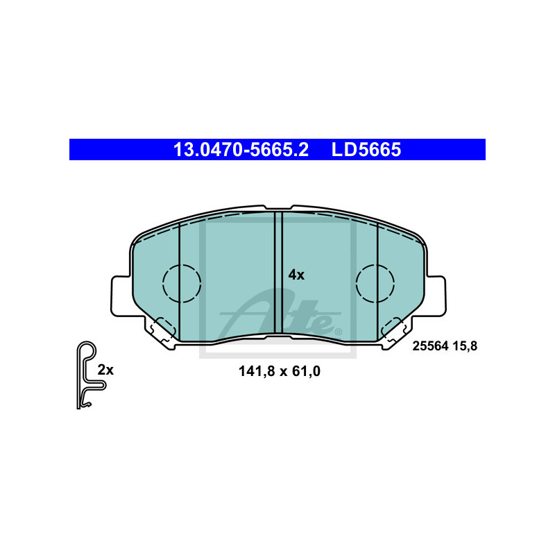Jeu de quatre plaquettes de frein à disque ATE