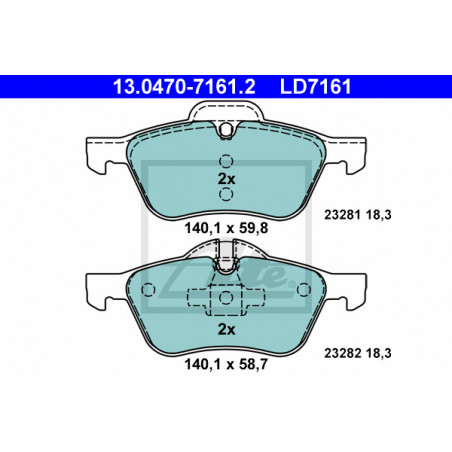 Jeu de quatre plaquettes de frein à disque ATE