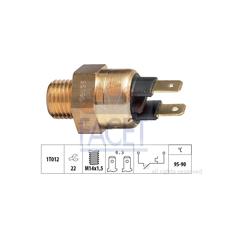 Interrupteur de température (ventilateur radiateur) FACET