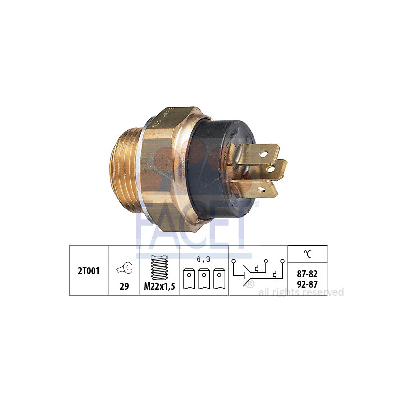 Interrupteur de température (ventilateur radiateur) FACET