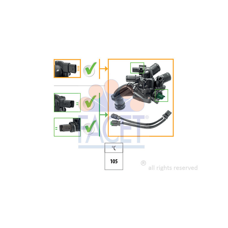 Thermostat D'eau FACET 7.8710S Avec Joint - Température 83°C - Pour Renault, Dacia (Clio, Megane, Duster...)