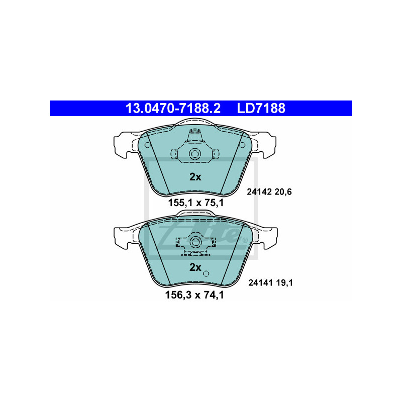 Jeu de quatre plaquettes de frein à disque ATE