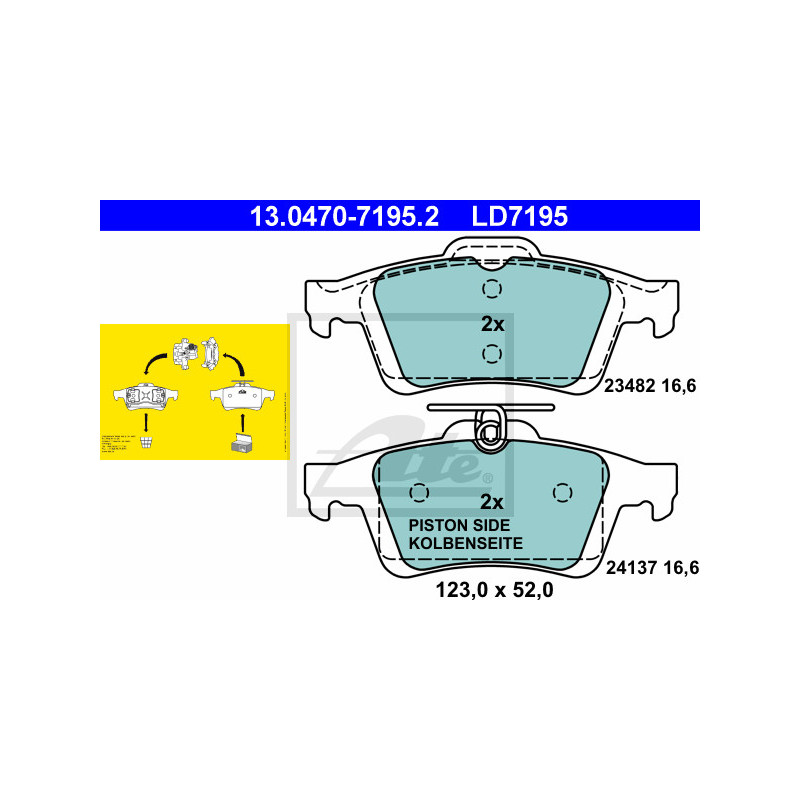 Jeu de quatre plaquettes de frein à disque ATE