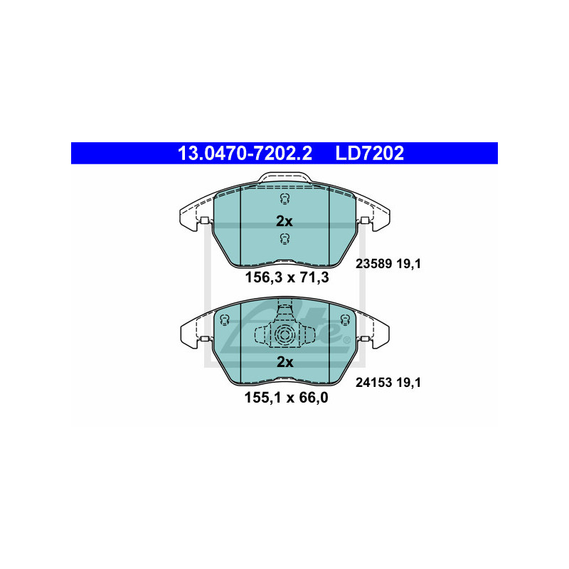Jeu de quatre plaquettes de frein à disque ATE