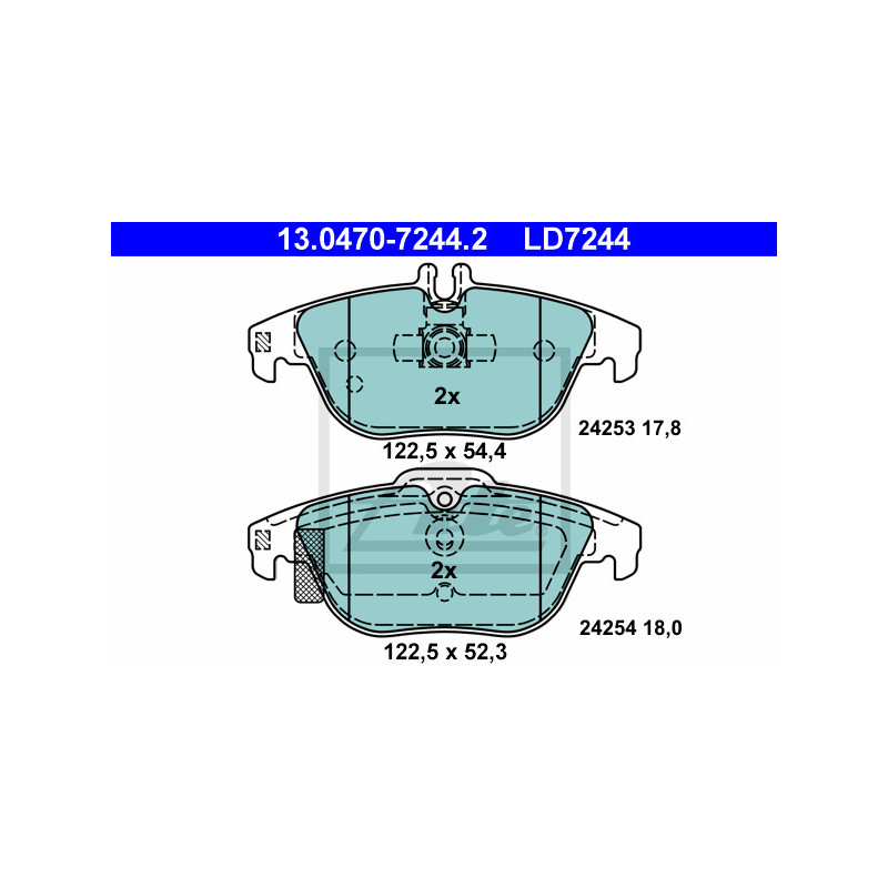 Jeu de quatre plaquettes de frein à disque ATE