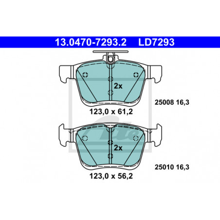Jeu de quatre plaquettes de frein à disque ATE