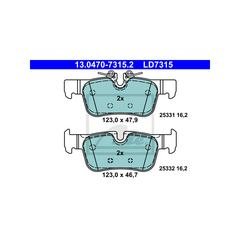 Jeu de quatre plaquettes de frein à disque ATE