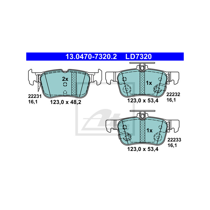 Jeu de quatre plaquettes de frein à disque ATE