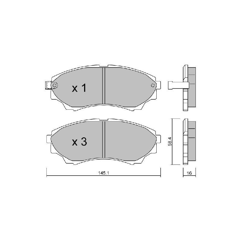 Jeu de quatre plaquettes de frein à disque AISIN