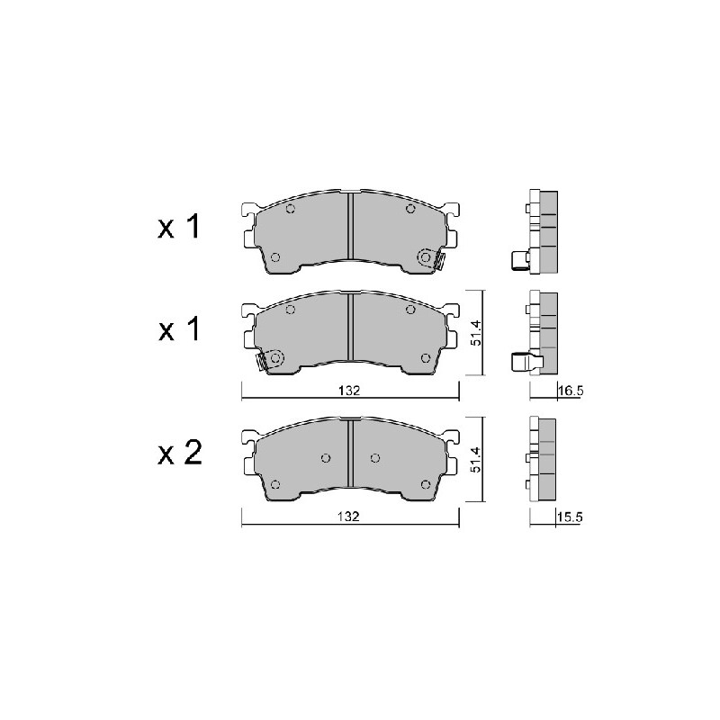 Jeu de quatre plaquettes de frein à disque AISIN