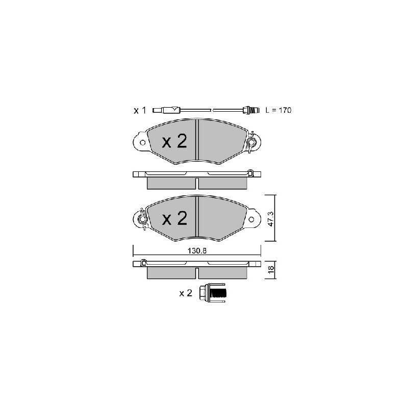 Jeu de quatre plaquettes de frein à disque AISIN