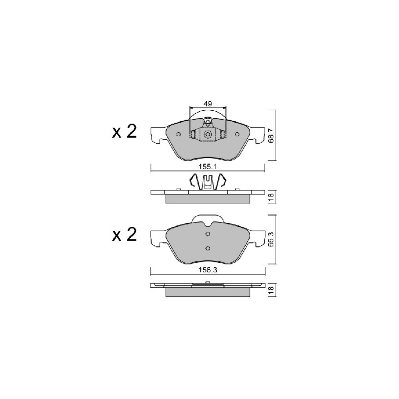 Jeu de quatre plaquettes de frein à disque AISIN