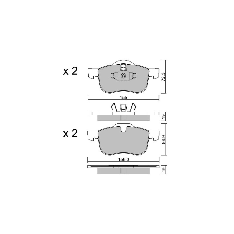 Jeu de quatre plaquettes de frein à disque AISIN