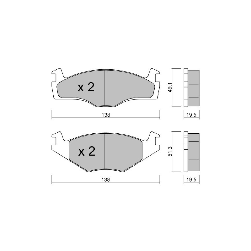 Jeu de quatre plaquettes de frein à disque AISIN