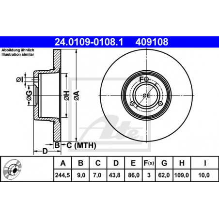 Jeu de 2 disques de frein ATE