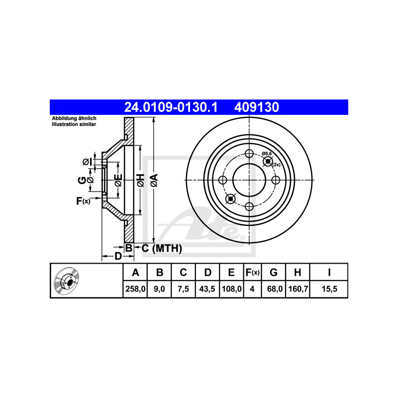 Jeu de 2 disques de frein ATE