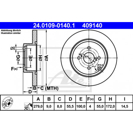Jeu de 2 disques de frein ATE