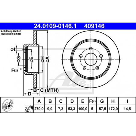 Jeu de 2 disques de frein ATE