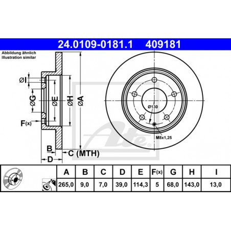 Jeu de 2 disques de frein ATE