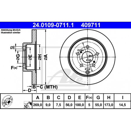 Jeu de 2 disques de frein ATE