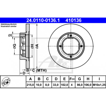 Jeu de 2 disques de frein ATE