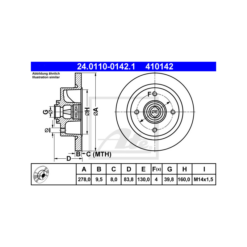 Jeu de 2 disques de frein ATE